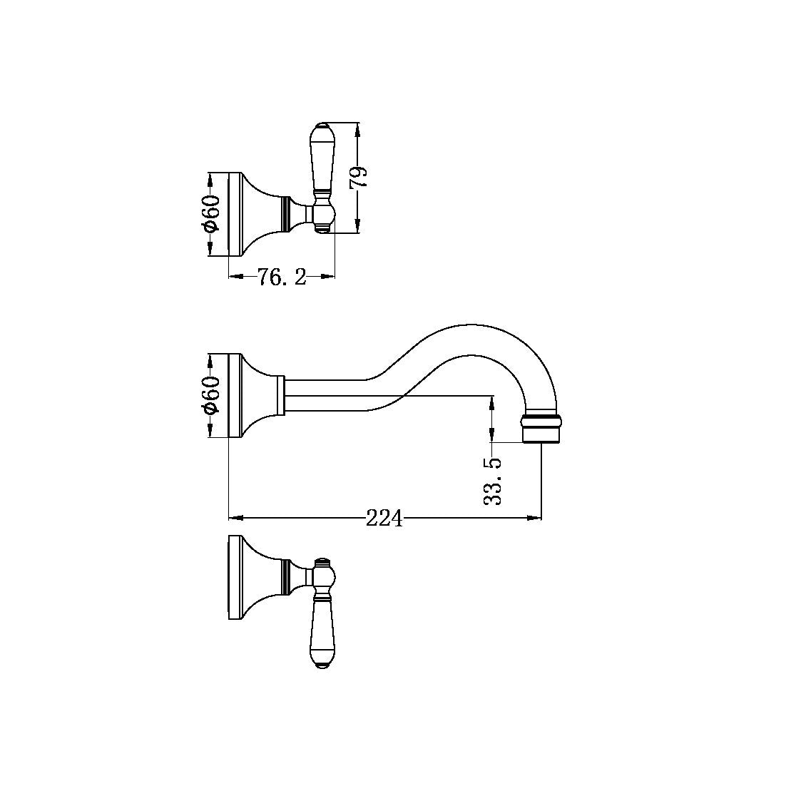 Nero York Wall Basin Set With Metal Lever - Aged Brass - NR692107a02AB