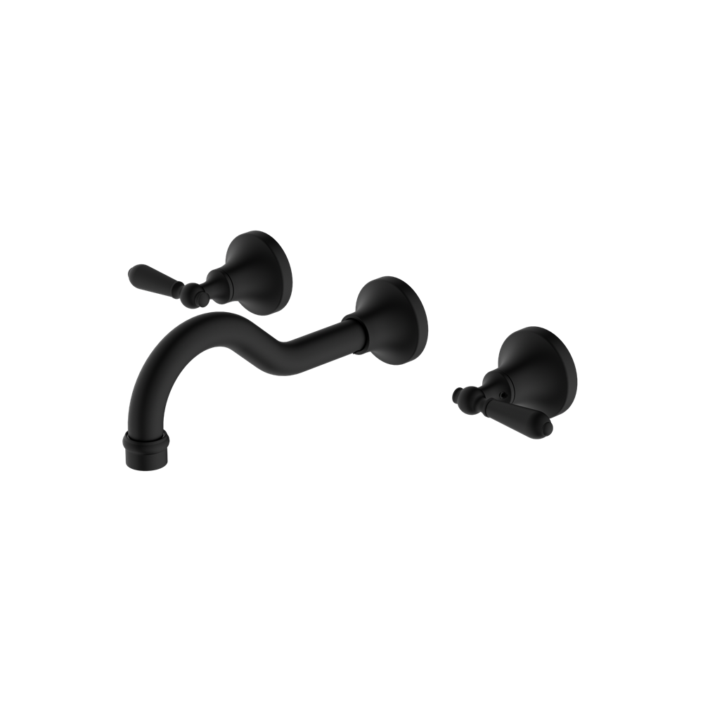 Nero York Wall Basin Set With Metal Lever - Matte Black - NR692107a02MB