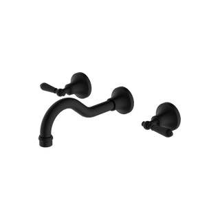 Nero York Wall Basin Set With Metal Lever - Matte Black - NR692107a02MB