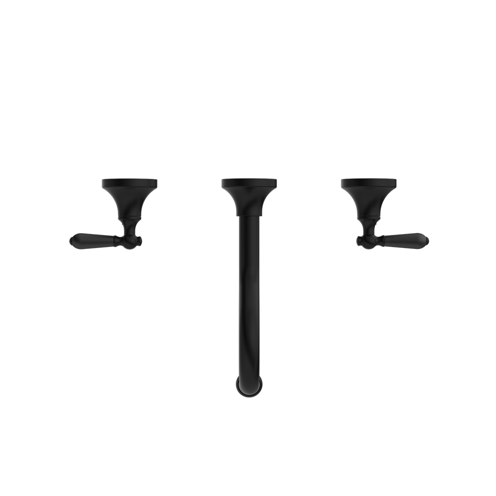 Nero York Wall Basin Set With Metal Lever - Matte Black - NR692107a02MB