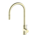 Nero York Pull Out Sink Mixer With Vegie Spray Function With White Porcelain Lever - Aged Brass - NR69210801AB