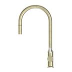 Nero York Pull Out Sink Mixer With Vegie Spray Function With White Porcelain Lever - Aged Brass - NR69210801AB