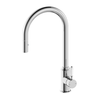 Nero York Pull Out Sink Mixer With Vegie Spray Function With White Porcelain Lever - Chrome - NR69210801CH