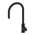 Nero York Pull Out Sink Mixer With Vegie Spray Function With White Porcelain Lever - Matte Black - NR69210801MB