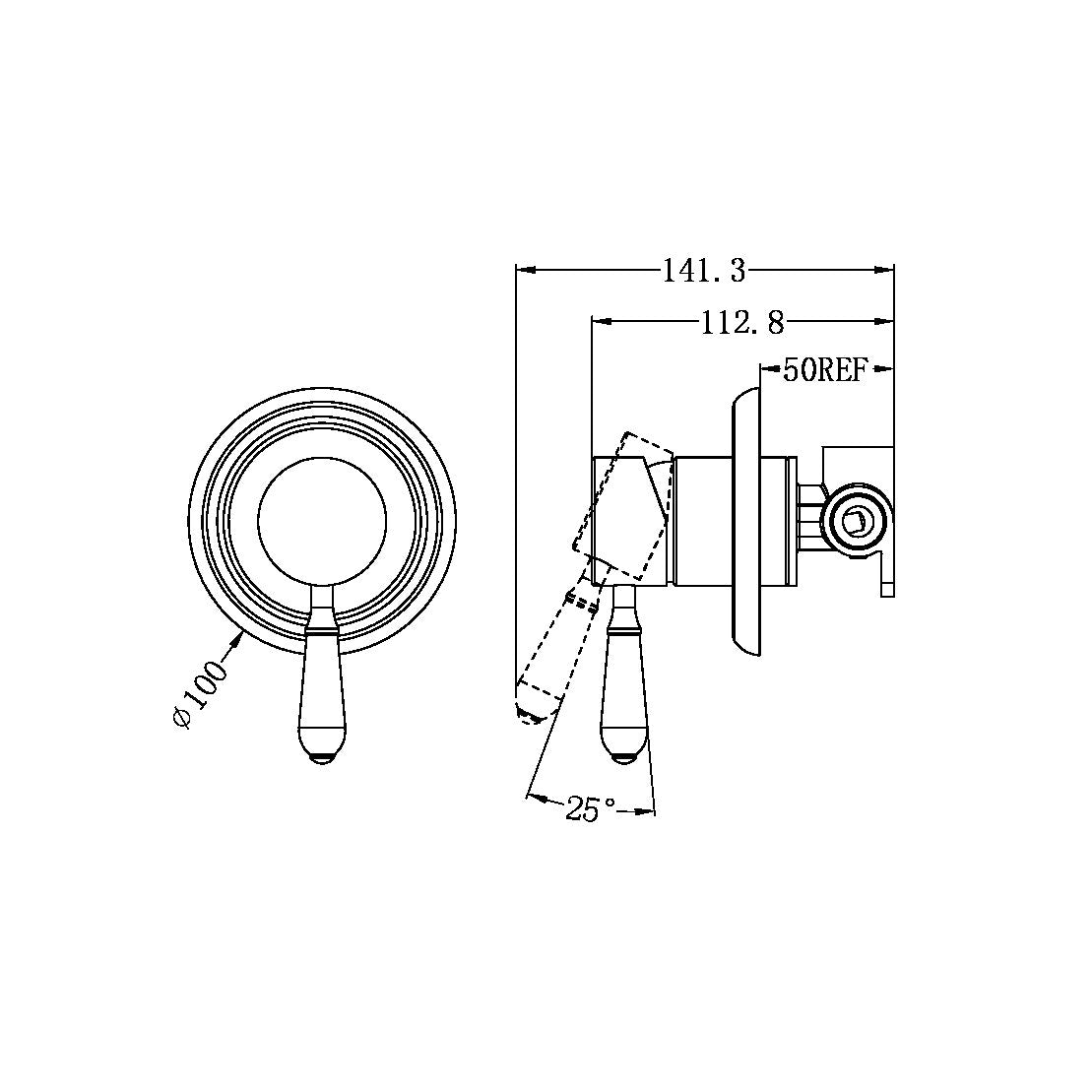 Nero York Shower Mixer With White Porcelain Lever - Chrome - NR69210901CH