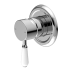 Nero York Shower Mixer With White Porcelain Lever - Chrome - NR69210901CH