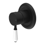 Nero York Shower Mixer With White Porcelain Lever - Matte Black - NR69210901MB