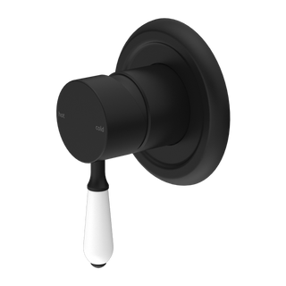 Nero York Shower Mixer With White Porcelain Lever - Matte Black - NR69210901MB
