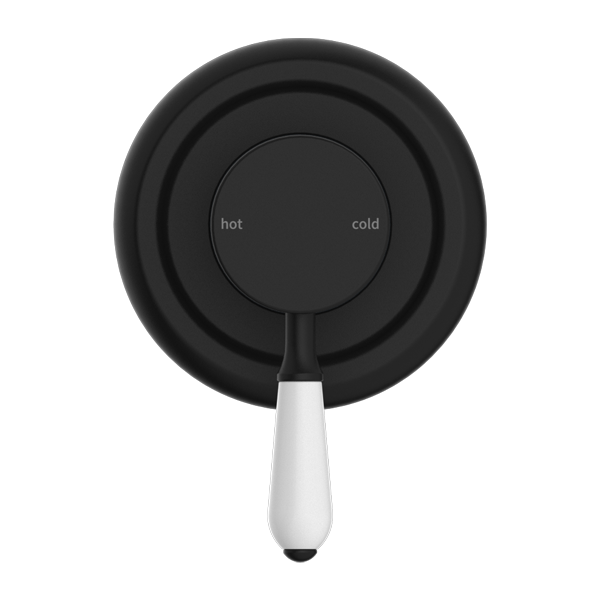 Nero York Shower Mixer With White Porcelain Lever - Matte Black - NR69210901MB