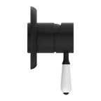 Nero York Shower Mixer With White Porcelain Lever - Matte Black - NR69210901MB