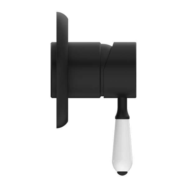 Nero York Shower Mixer With White Porcelain Lever - Matte Black