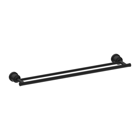 Nero York Double Towel Rail 600mm - Matte Black