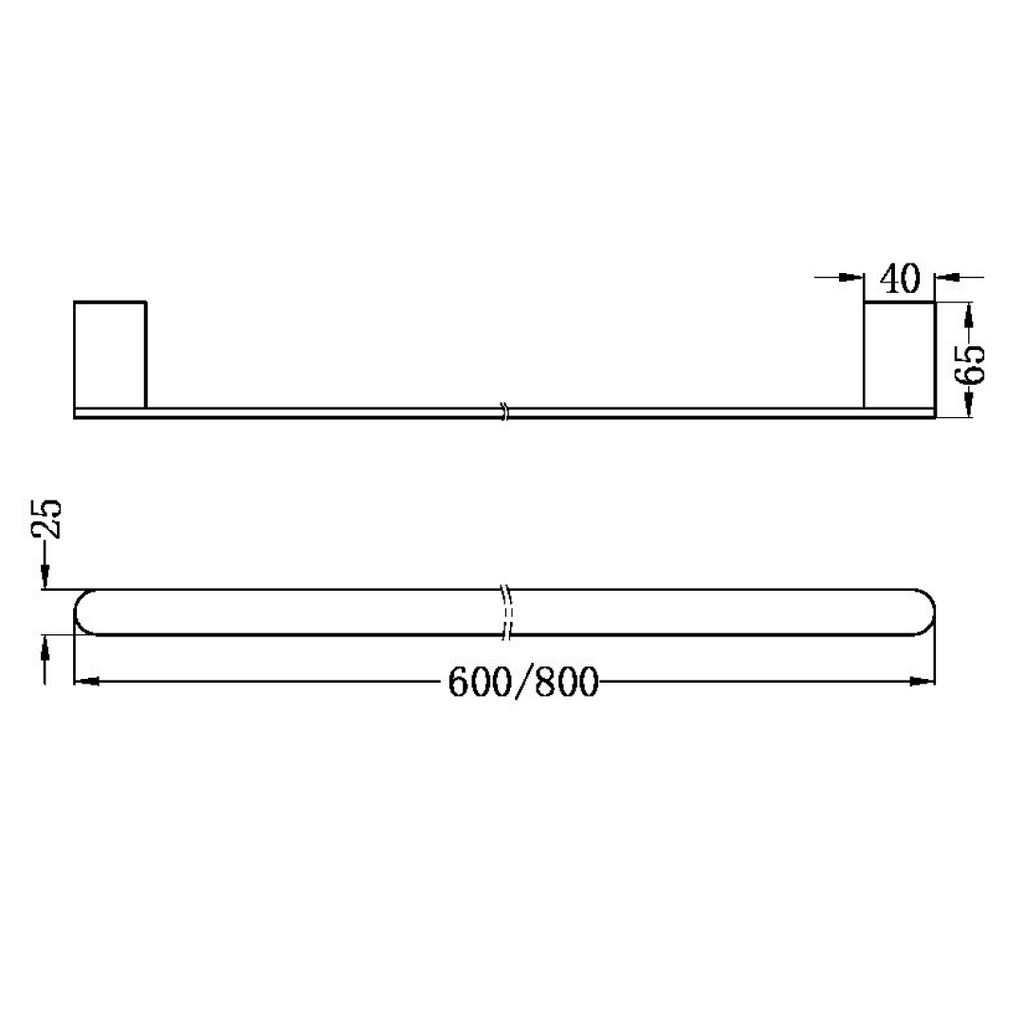 Nero Bianca Single 600mm Towel Rail - Brushed Bronze - NR9024BZ