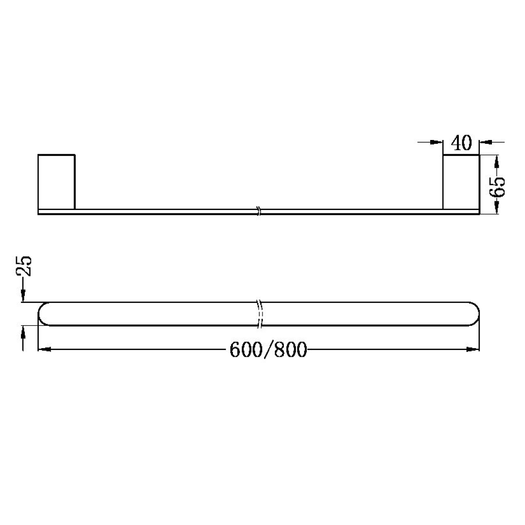 Nero Bianca Single 600mm Towel Rail - Brushed Bronze - NR9024BZ