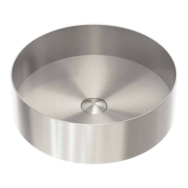 Nero Opal Round 400mm Stainless Steel Basin - Brushed Nickel