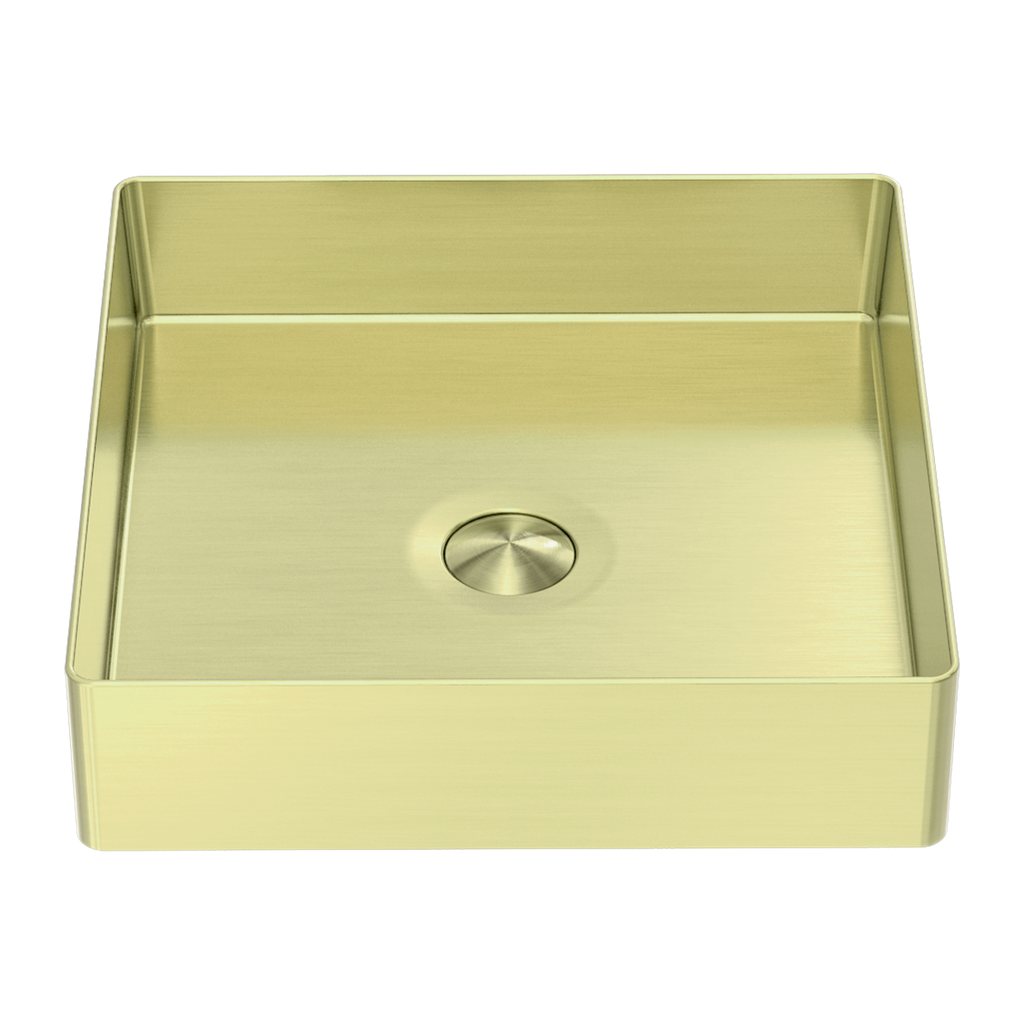 Nero Opal Square 400mm Stainless Steel Basin - Brushed Gold - NRB401sBG