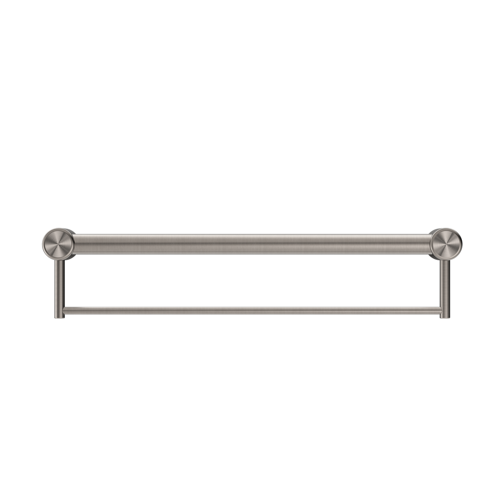 Nero Mecca Care 32mm Grab Rail With Towel Holder 600mm - Brushed Nickel - NRCR3224BBN