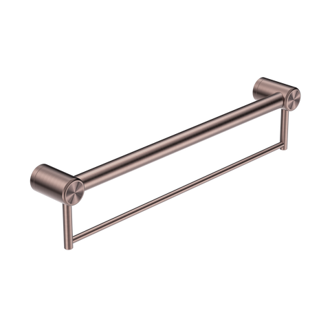 Nero Mecca Care 32mm Grab Rail With Towel Holder 600mm - Brushed Bronze