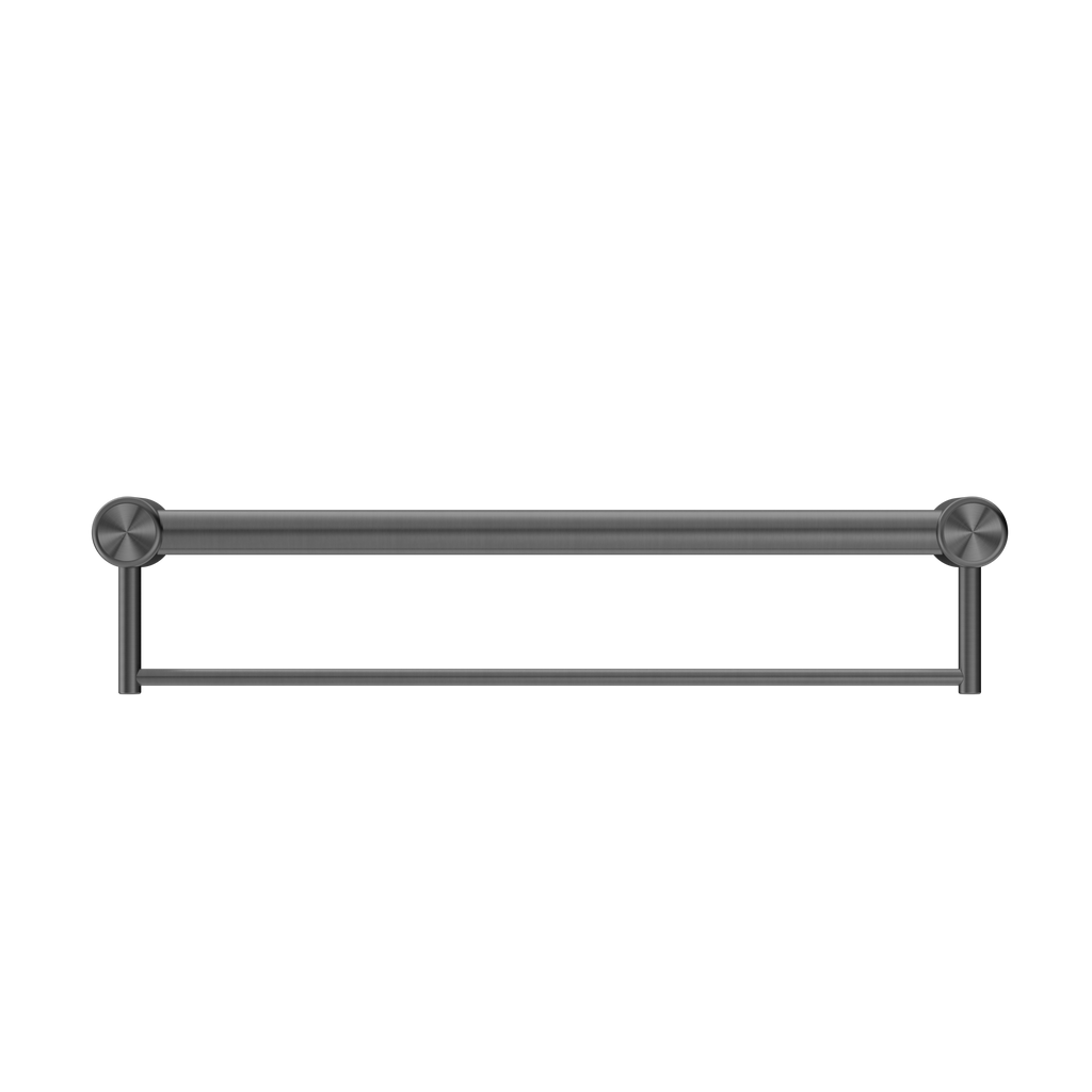 Nero Mecca Care 32mm Grab Rail With Towel Holder 300mm - Gun Metal - NRCR3212BGM