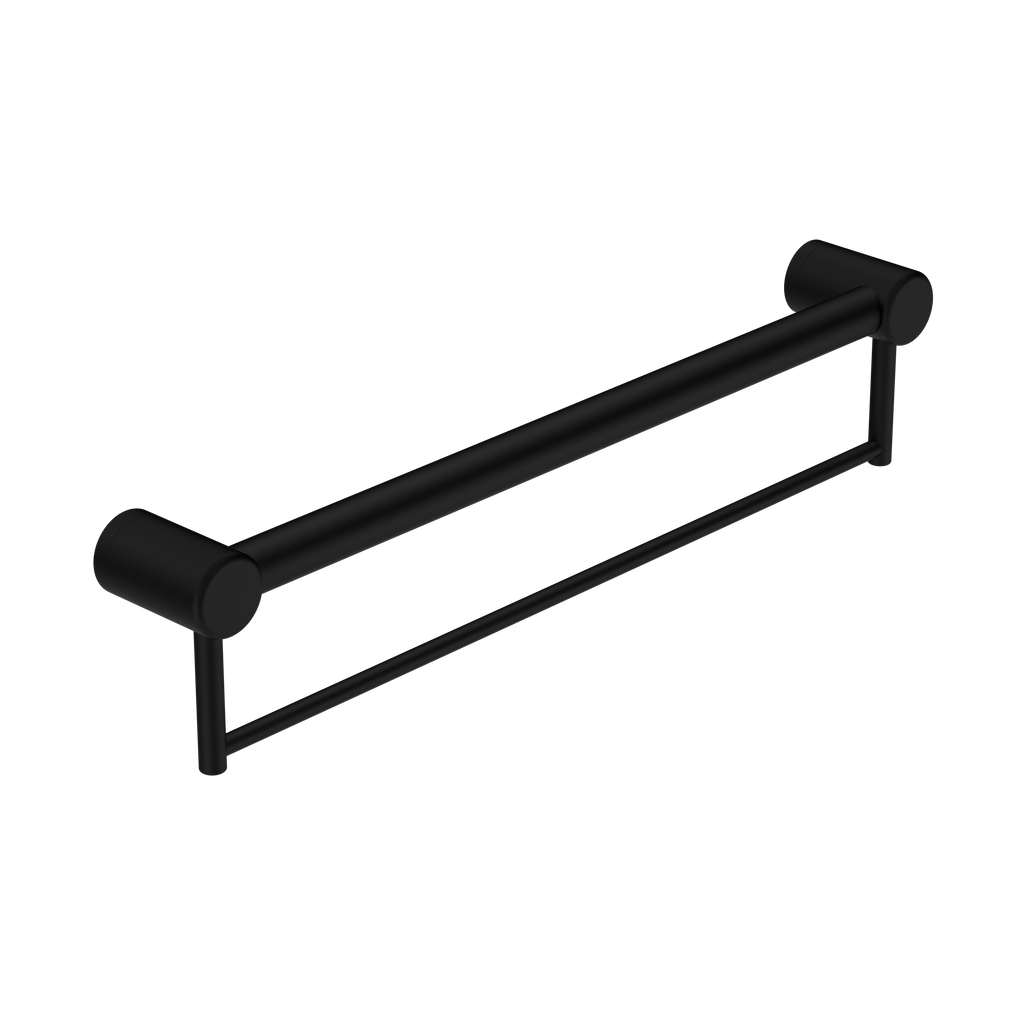 Nero Mecca Care 32mm Grab Rail With Towel Holder 600mm - Matte Black - NRCR3224BMB