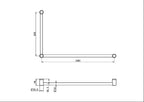 Nero Mecca Care 32mm Dda Grab Rail Set 90 Degree 600X1000mm - Matte Black - NRCR3290MB