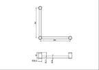 Nero Mecca Care 32mm Ambulant Toilet Grab Rail 90 Degree 450X450mm - Matte Black - NRCR3290AMB