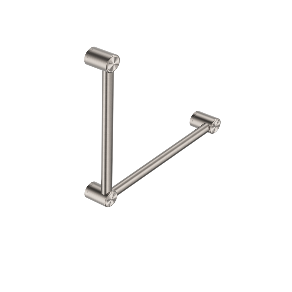 Nero Mecca Care 32mm Ambulant Toilet Grab Rail 90 Degree 450X450mm - Brushed Nickel - NRCR3290ABN