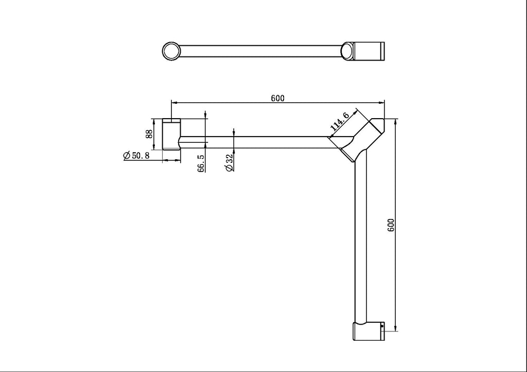 Nero Mecca Care 32mm Wrap Around Corner Grab Rail 600X600mm - Chrome - NRCR3290WCH
