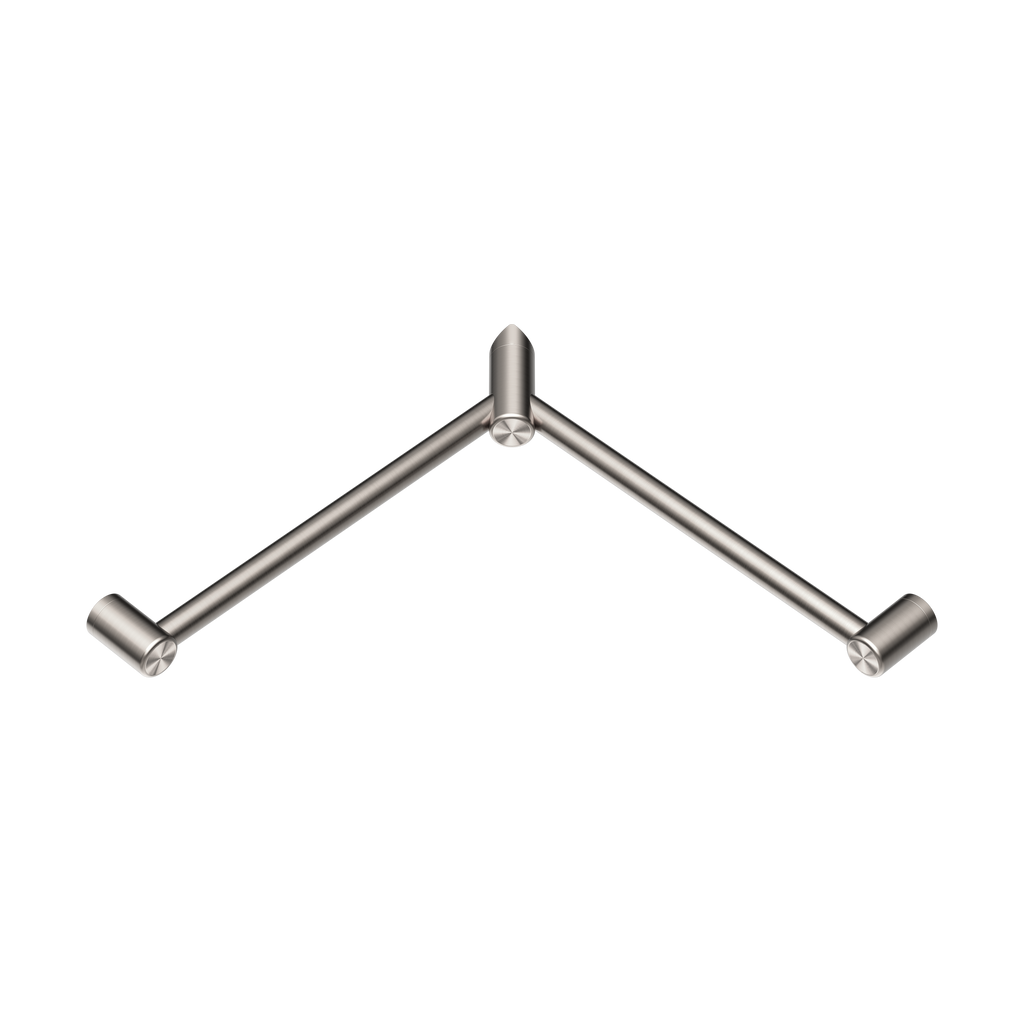 Nero Mecca Care 32mm Wrap Around Corner Grab Rail 600X600mm - Brushed Nickel - NRCR3290WBN