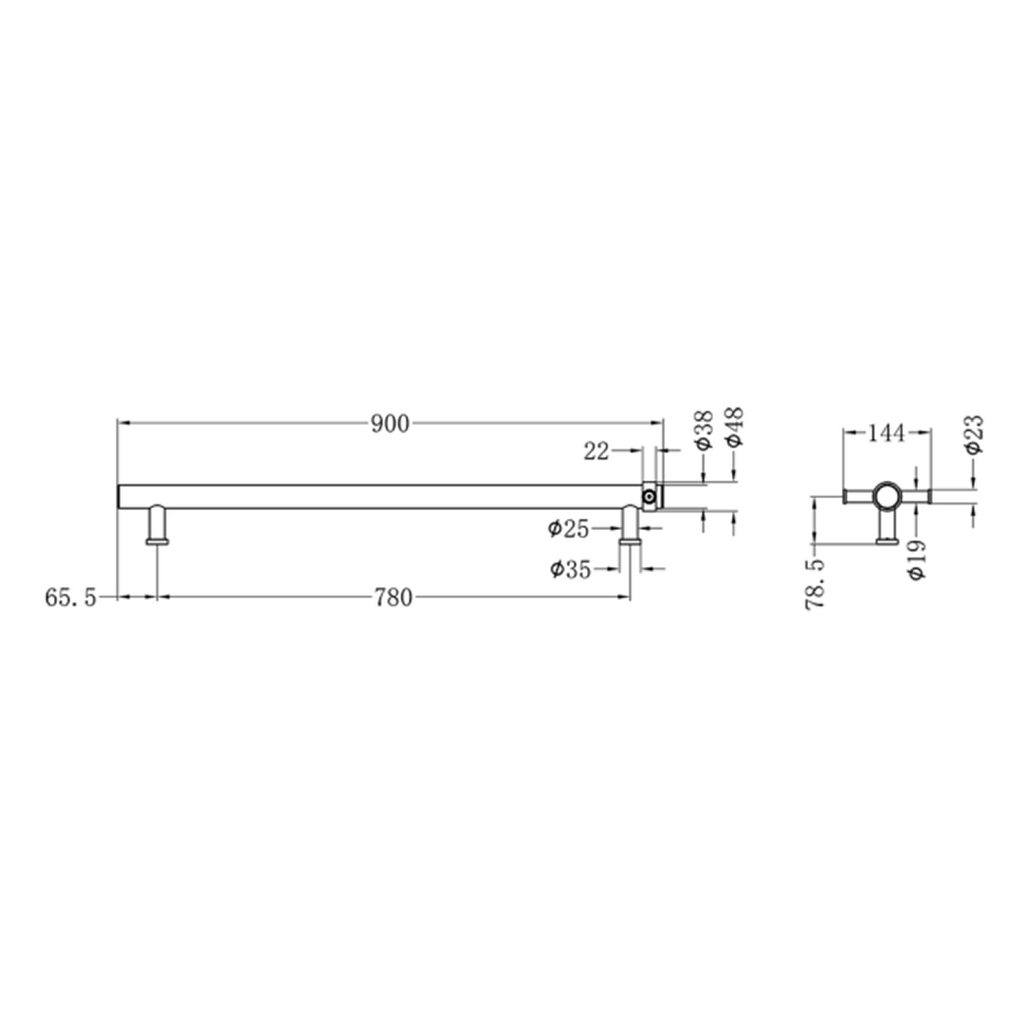 Nero Non-Heated 900mm Vertical Towel Rail - Brushed Nickel - NRV901BN