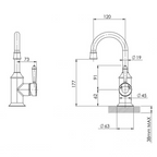Phoenix Nostalgia 120mm Gooseneck Basin Mixer - LF Chrome & Natural White NS770-62-1