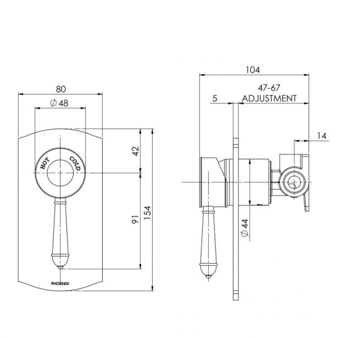 Phoenix Nostalgia Shower / Wall Mixer (Includes In-Wall Body) - LF Chrome - NS780-00-1