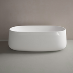 Studio Bagno Nur 1600 Freestanding Bath (Includes Overflow) - Satin White - NUR007/SGW
