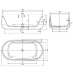 Studio Bagno Nur 1600 Freestanding Bath (Includes Overflow) - Satin White - NUR007/SGW