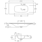 Studio Bagno Nur 1020 Wall Hung Vanity Top Basin - Gloss White - NUR102/1