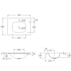 Studio Bagno Nur 620 Wall Hung Vanity Top Basin - Gloss White - NUR62/1