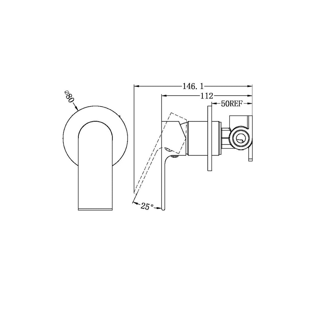 Nero Bianca Shower Mixer 80mm Plate (Includes In-Wall Body) - LF Gun Metal - NR321511dGM