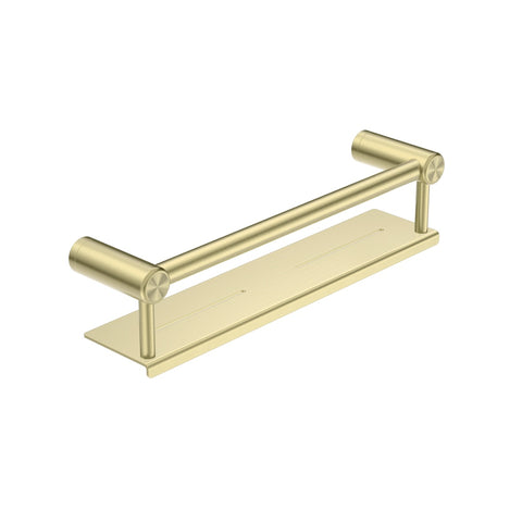 Nero Mecca Care 25mm Grab Rail With Shelf 300mm - Brushed Gold