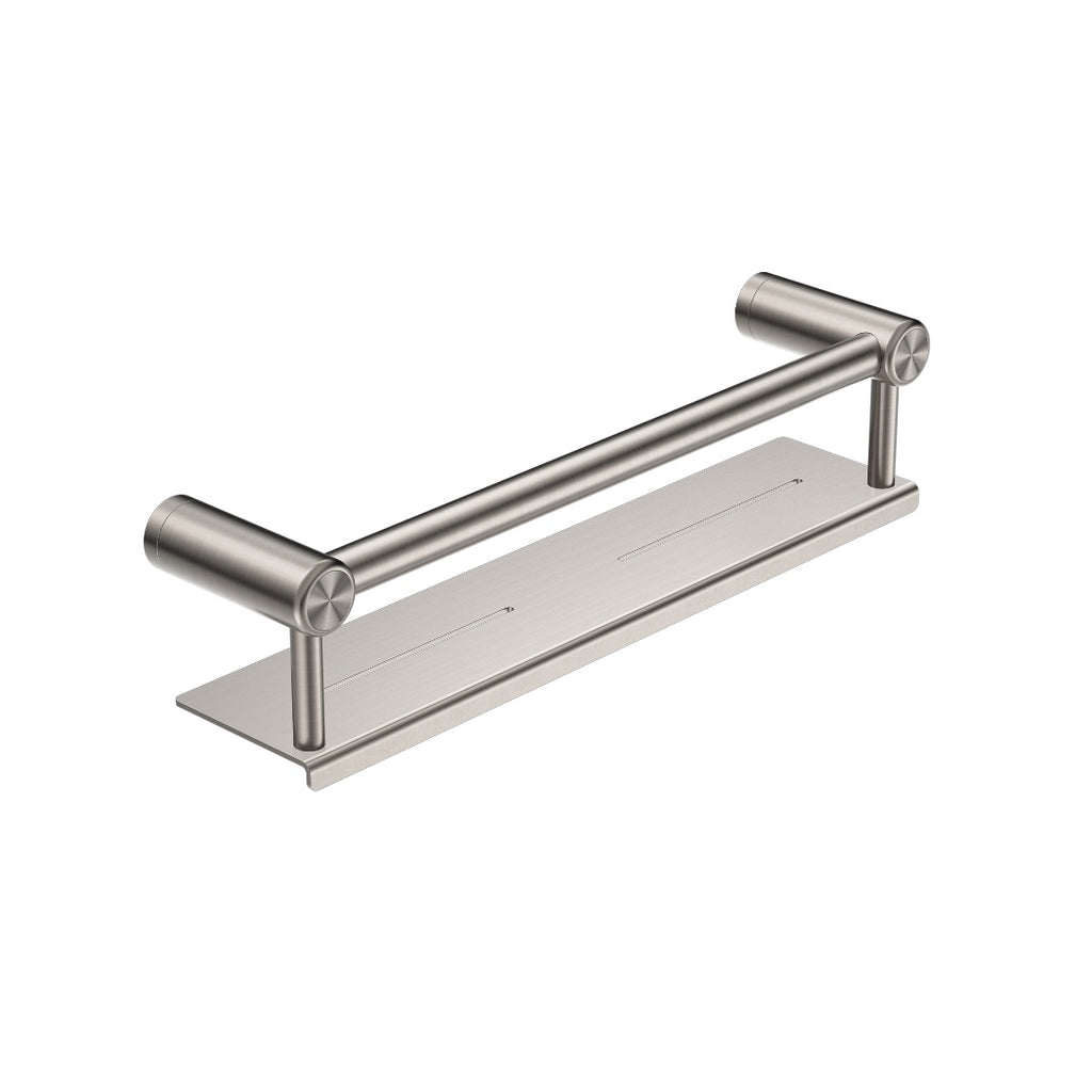 Nero Mecca Care 25mm Grab Rail With Shelf 450mm - Brushed Nickel - NRCR2518CBN