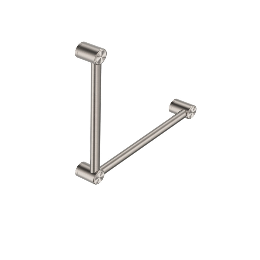 Nero Mecca Care 32mm Ambulant Toilet Grab Rail 90 Degree 450X450mm - Brushed Nickel - NRCR3290ABN