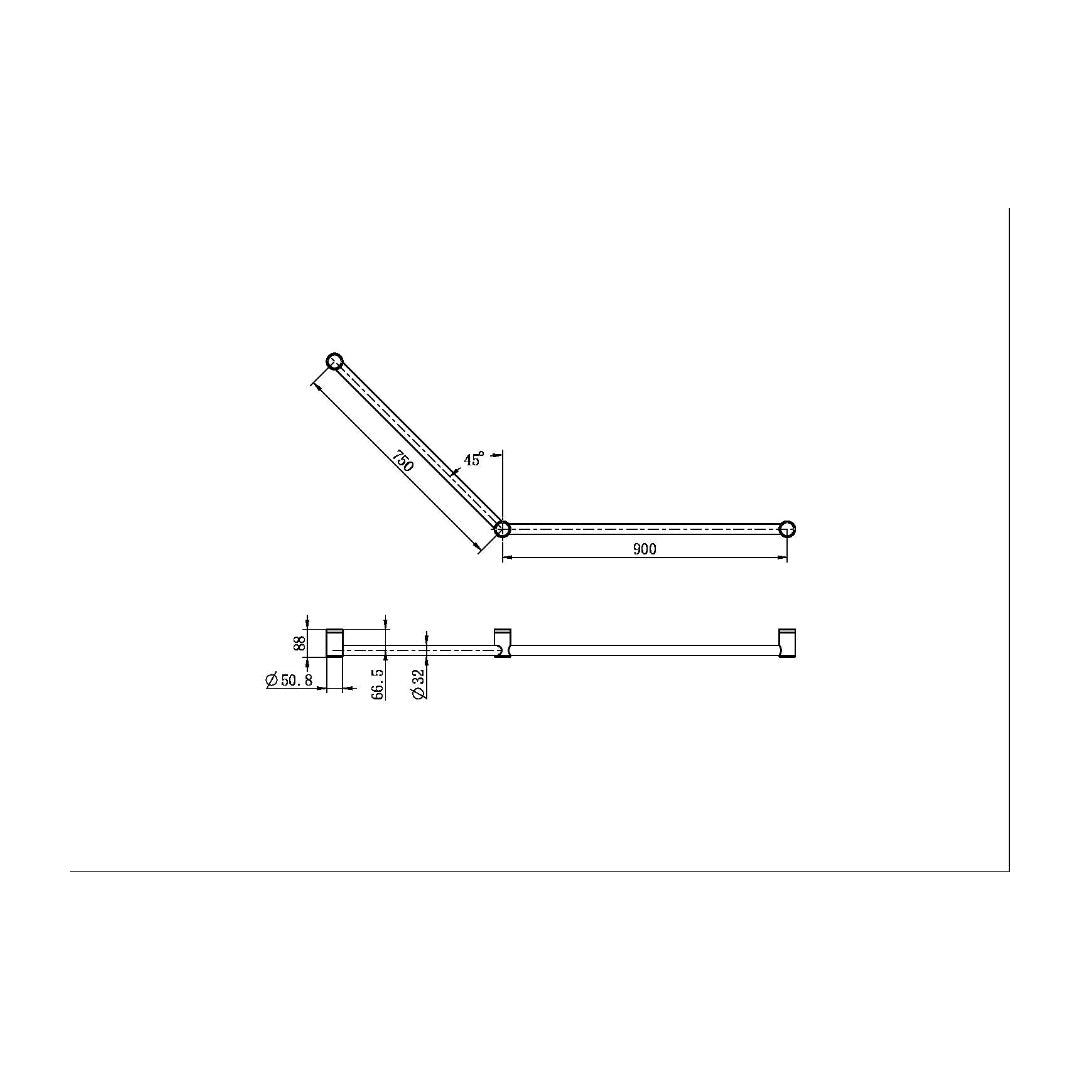 Nero Mecca Care 32mm Dda Grab Rail Set 45 Degree 750X900mm - Matte Black - NRCR3245MB