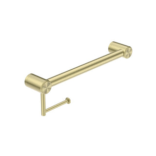 Nero Mecca Care 32mm Grab Rail With Toilet Roll Holder 450mm - Brushed Gold - NRCR3218ABG