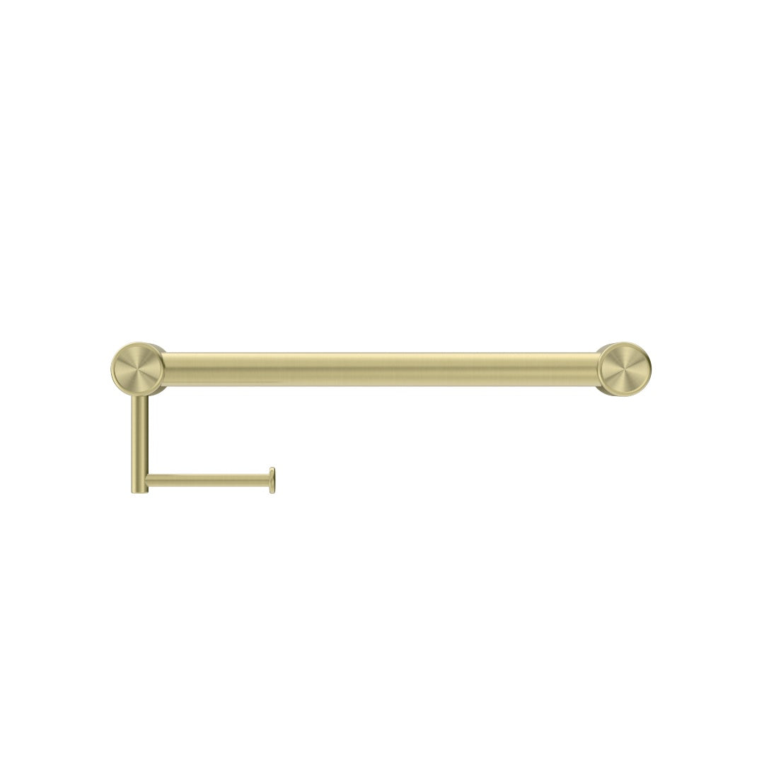 Nero Mecca Care 32mm Grab Rail With Toilet Roll Holder 450mm - Brushed Gold - NRCR3218ABG