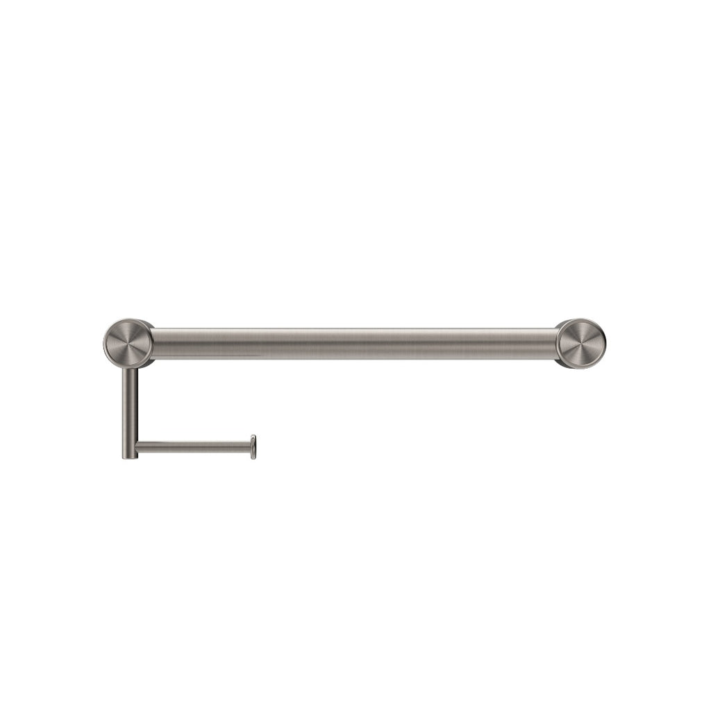 Nero Mecca Care 32mm Grab Rail With Toilet Roll Holder 450mm - Brushed Nickel - NRCR3218ABN