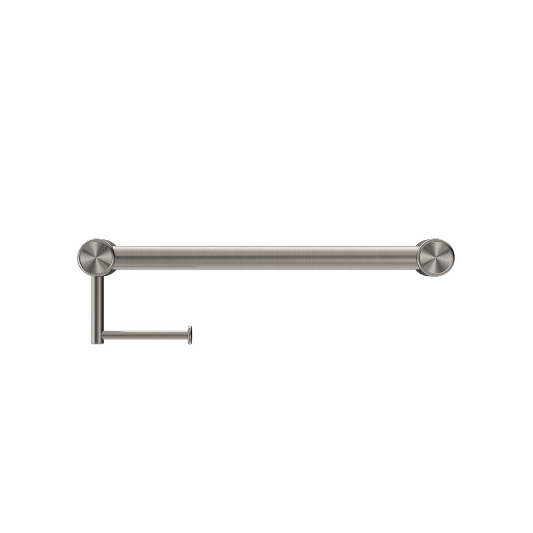 Nero Mecca Care 32mm Grab Rail With Toilet Roll Holder 450mm - Brushed Nickel - NRCR3218ABN