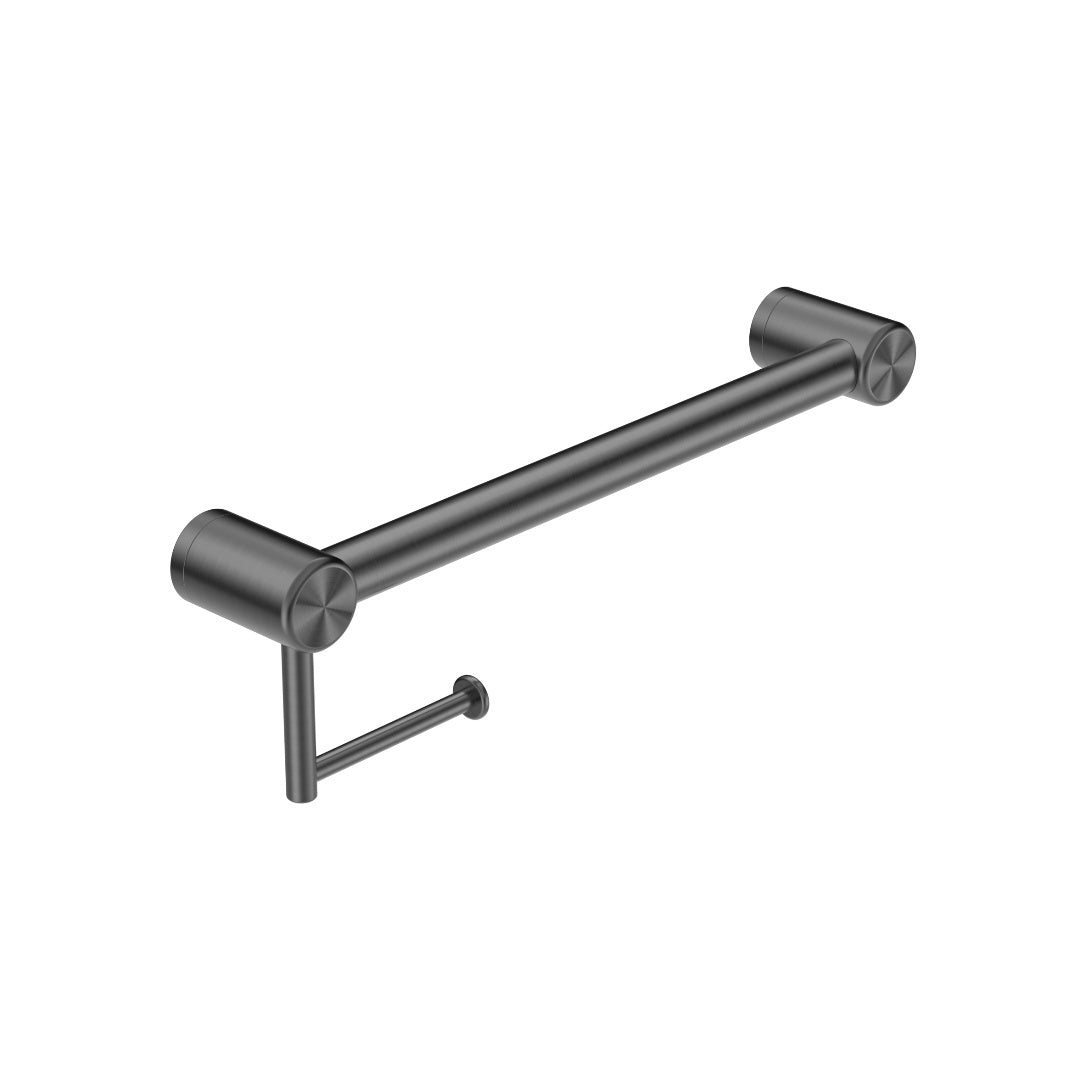 Nero Mecca Care 32mm Grab Rail With Toilet Roll Holder 450mm - Gun Metal - NRCR3218AGM