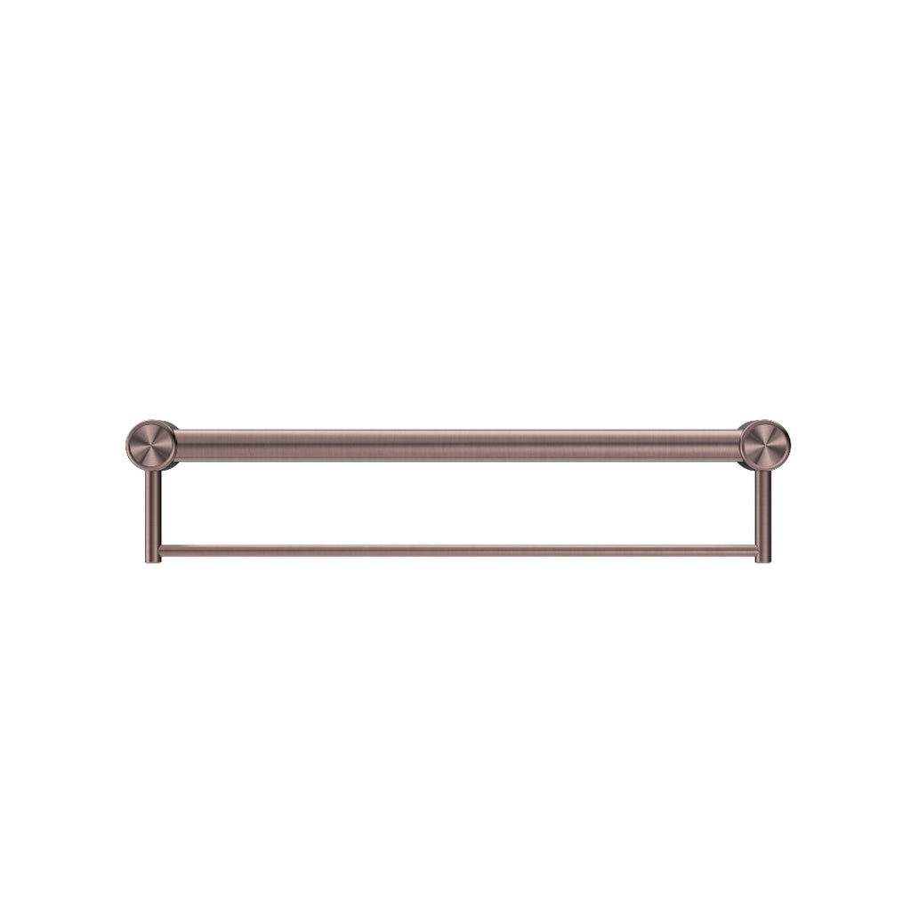 Nero Mecca Care 32mm Grab Rail With Towel Holder 600mm - Brushed Bronze - NRCR3224BBZ