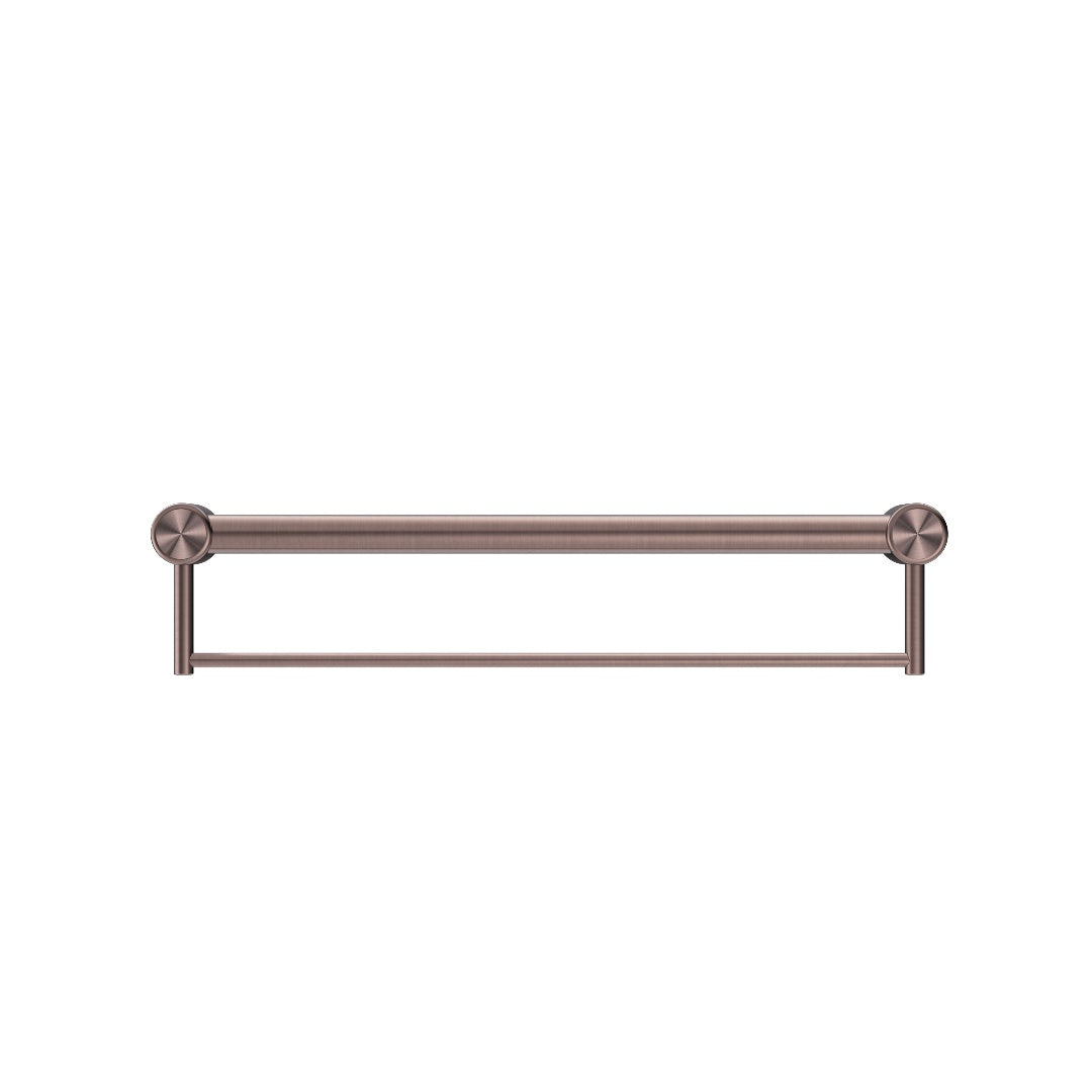 Nero Mecca Care 32mm Grab Rail With Towel Holder 600mm - Brushed Bronze - NRCR3224BBZ