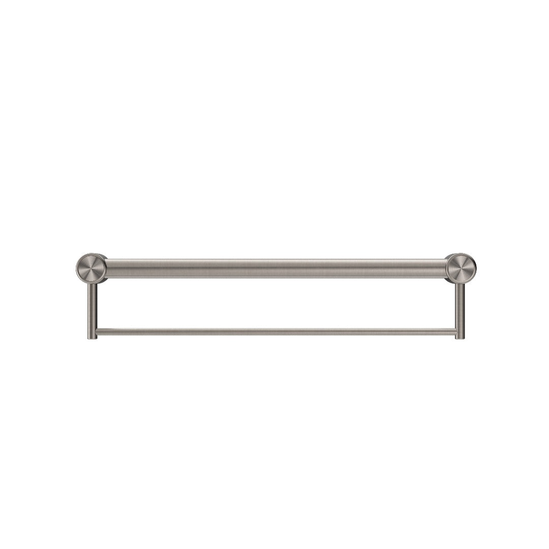 Nero Mecca Care 32mm Grab Rail With Towel Holder 600mm - Brushed Nickel - NRCR3224BBN