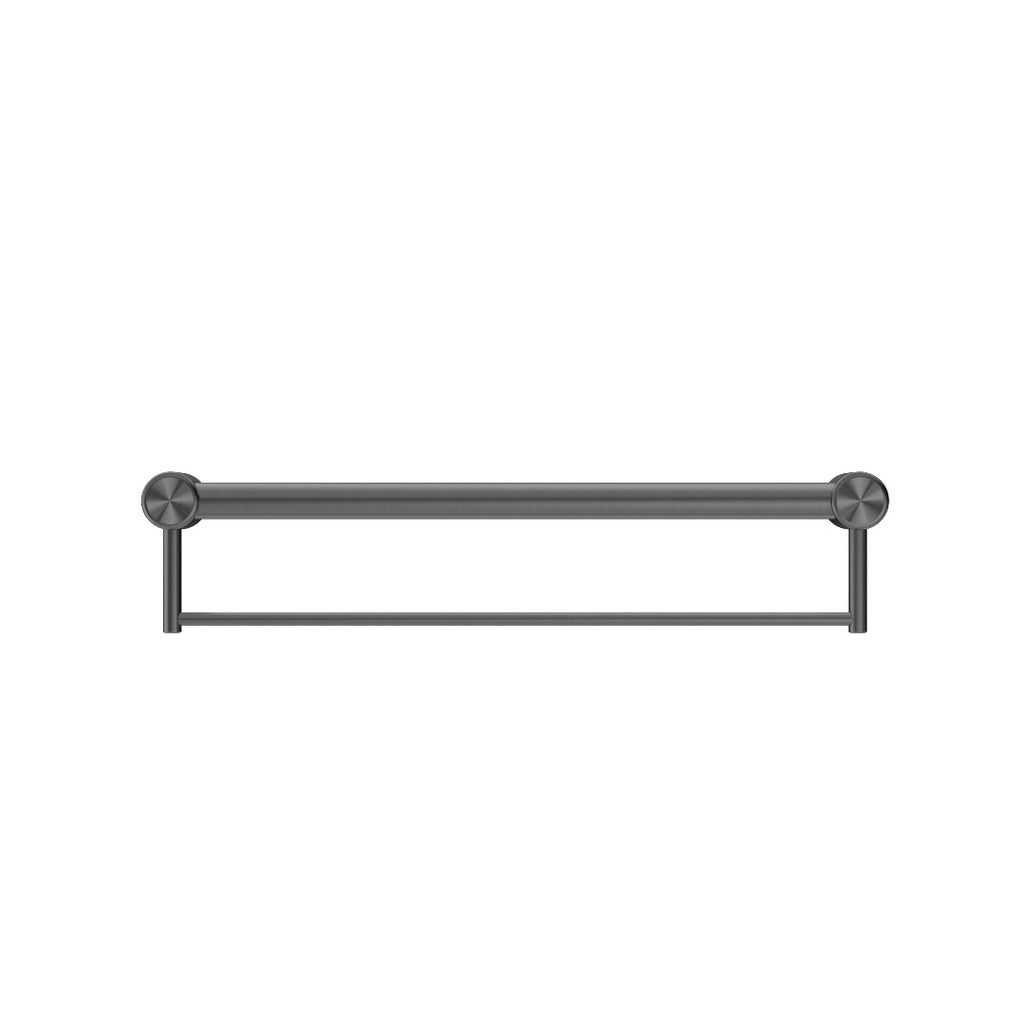 Nero Mecca Care 32mm Grab Rail With Towel Holder 600mm - Gun Metal - NRCR3224BGM